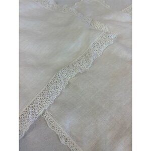 Vintage White Handkerchiefs Delicate Crochet Lace Edging Lot of 3